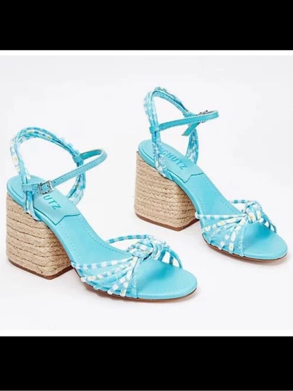 Schutz Block Heel Strappy Sandals - Dahra River Acqua NEW size 8.5